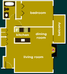 1 Bedroom Apartment Layout (8 k)
